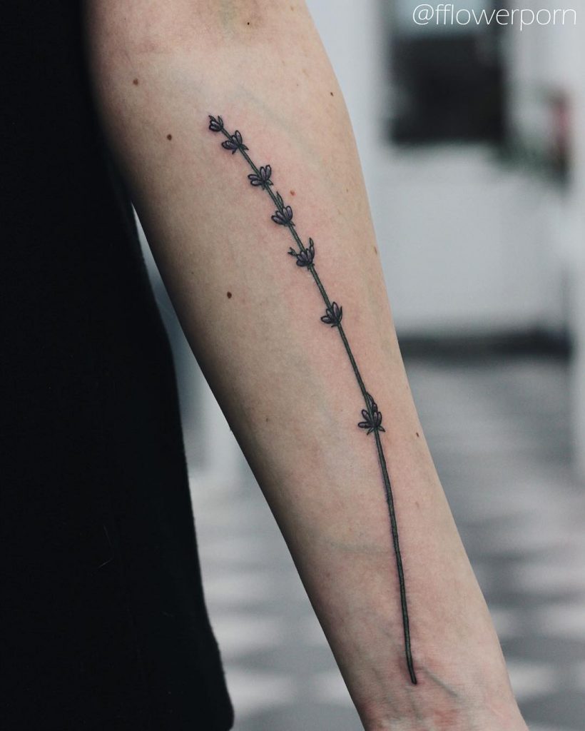 Tiny Lavender branch tattoo