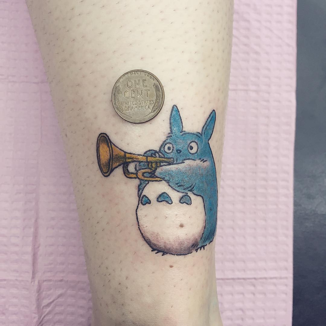Totoro with a trumpet by Jen Wong