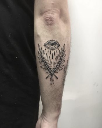Twigs and eye tattoo by Flash Yakes