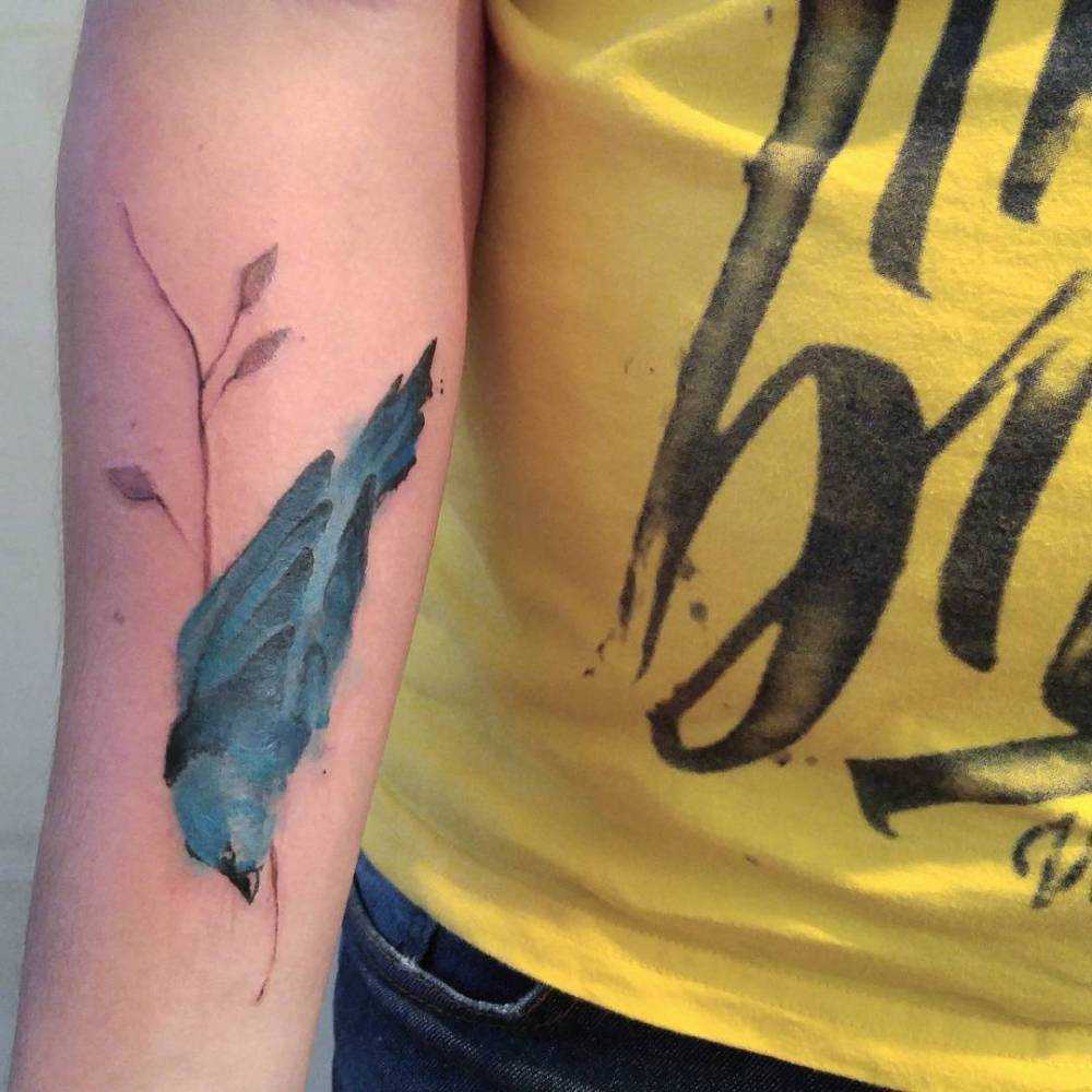 Watercolor bluebird tattoo