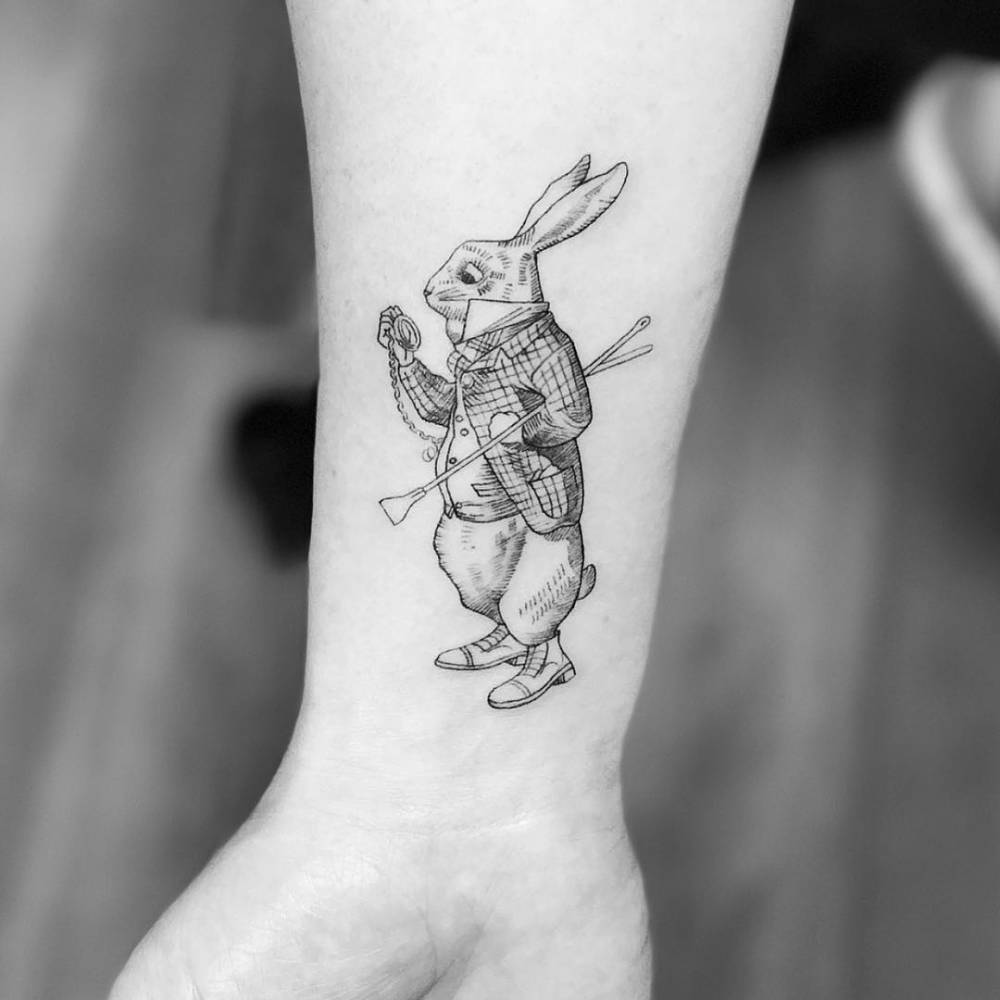 White Rabbit tattoo by Jay Shin