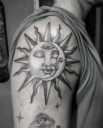 Wise sun and moon tattoo