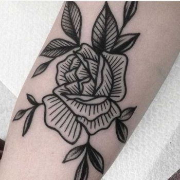 Woodcut blackwork rose by Mikkel