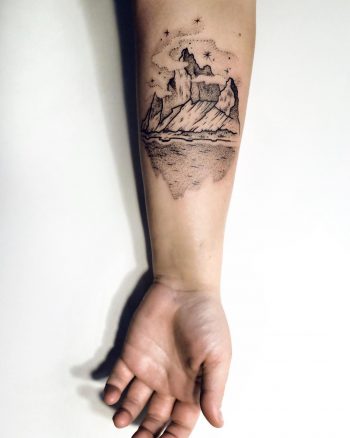 Black mountain tattoo by Sasha