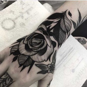 Black rose tattoo by Dom Wiley Art