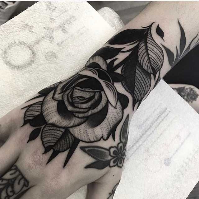 Black rose tattoo by Dom Wiley Art 