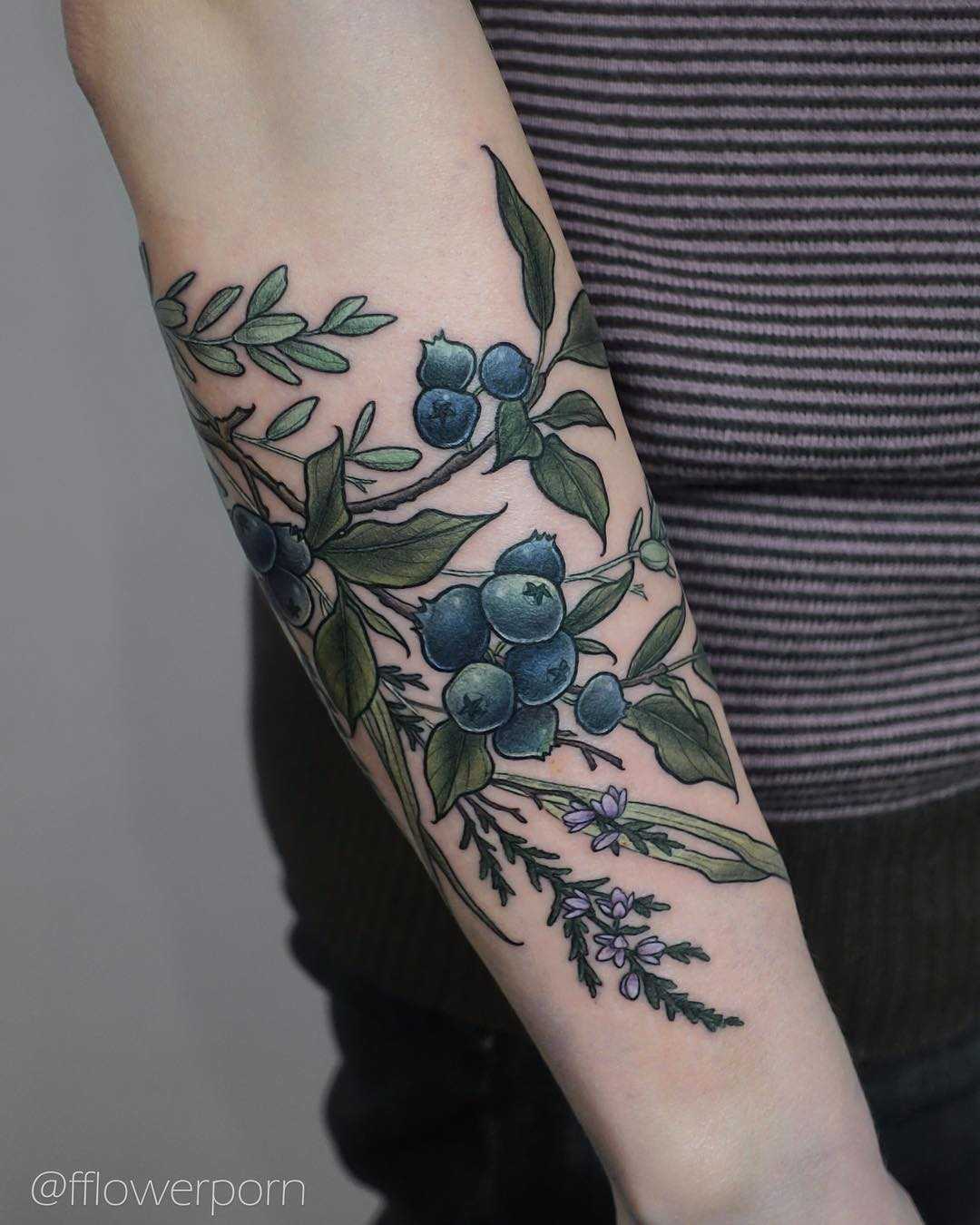 Blueberries and heather tattoo