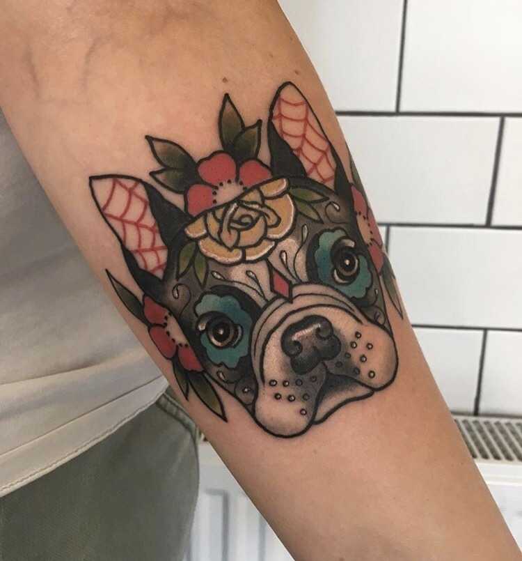 Boston Terrier tattoo by Polly Taylor