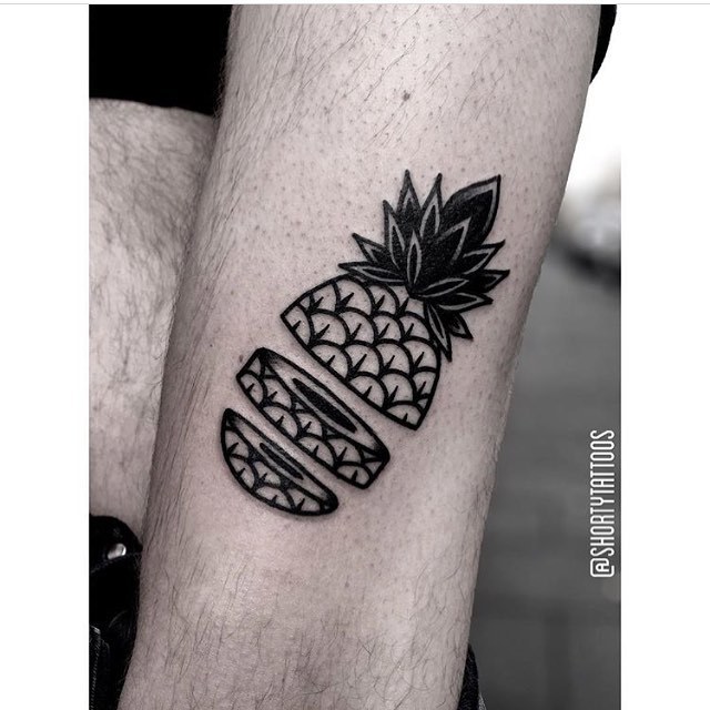 Chopped pineapple tattoo by Ana