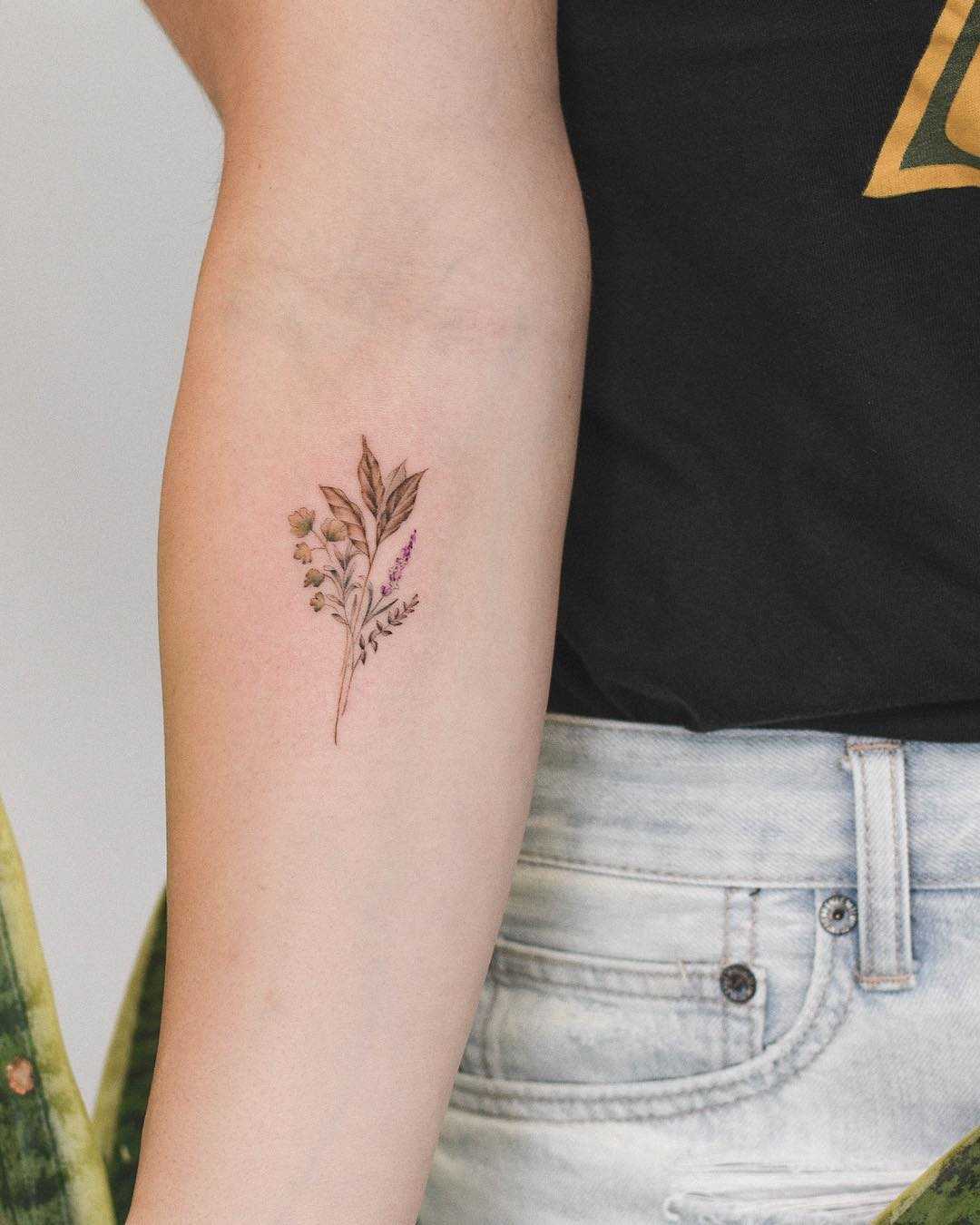 Coriander, rosemary, laurel and lavender tattoo