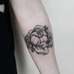 Detailed peony tattoo by Brie Dots