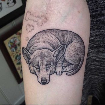 Dreaming Corgi tattoo by Susanne König