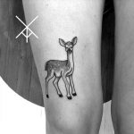 Fawn tattoo on the thigh