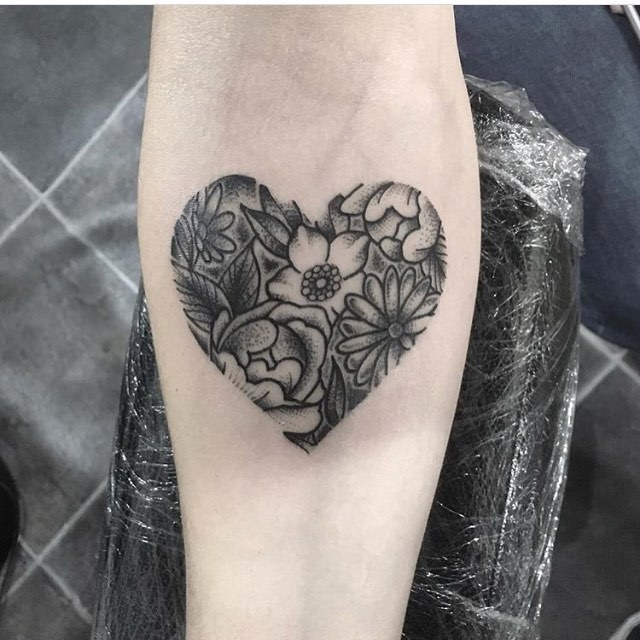 Floral heart by Jack Sones Tattoo 