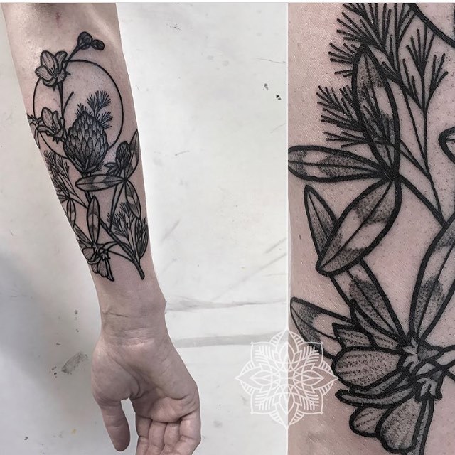 Floral tattoo by Herz Dame