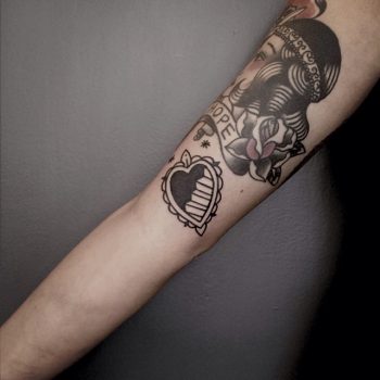 Heart-shaped stairs tattoo