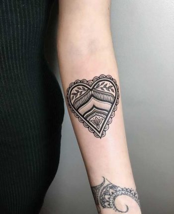 Lace heart tattoo by Matt Stopps
