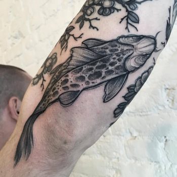 Linework fish tattoo by Sasha Kiseleva