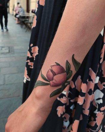 Little peony done at Kult Tattoo Fest