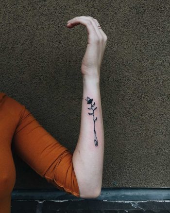 Little snake vase flower tattoo