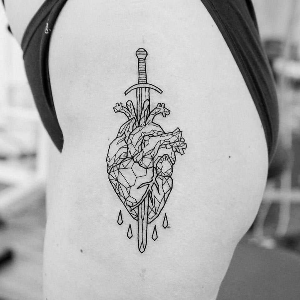 Low poly heart tattoo by Dogma Noir