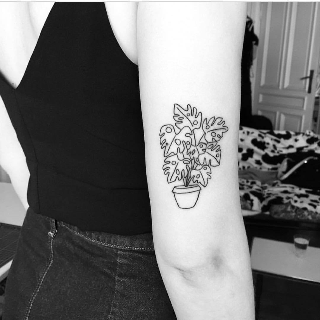 Monstera in a pot by Daisy Does Tattoos