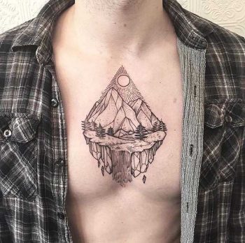 Mountains scenery tattoo by Johno Tattooer