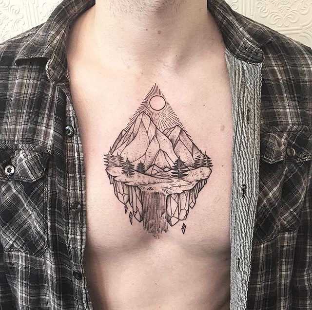 Mountains scenery tattoo by Johno Tattooer