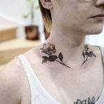 Neck flower tattoos by Sophia Baughan