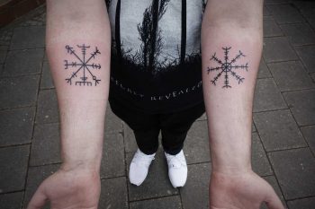 Nordic Staves on both forearms