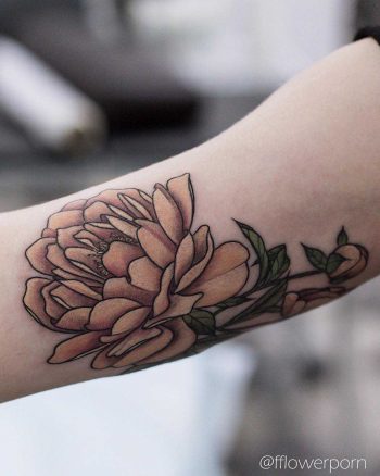 Peachy peony tattoo