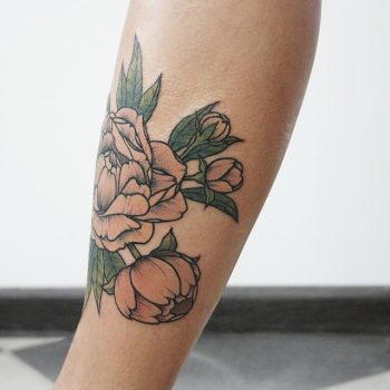 Peonies on the shin