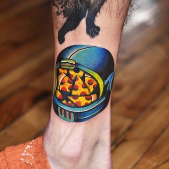 Pizza helmet tattoo