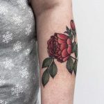 Red garden rose tattoo