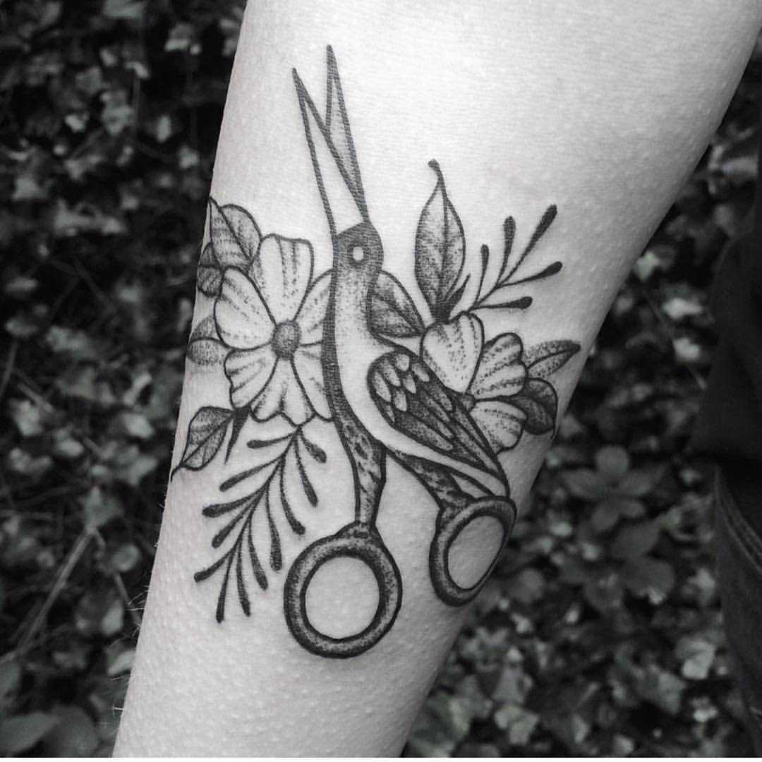 Scissor crane tattoo by Roald Vd Broek