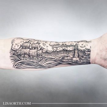 Seascape tattoo by Lisa Orth