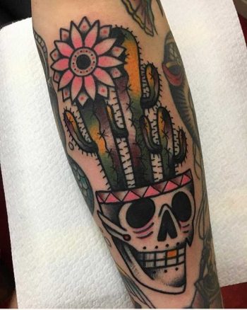 Skull pot tattoo by Jeroen Van Dijk