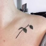 Small birch branch tattoo on the clavicle