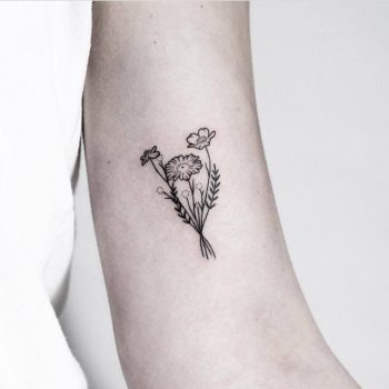 Tiny bouquet tattoo by Rach Ainsworth