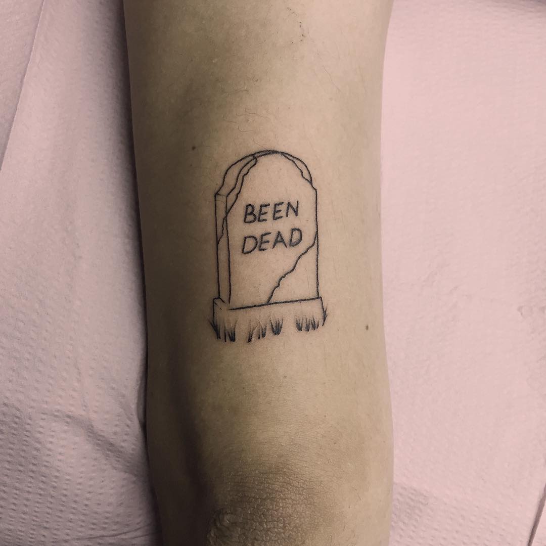 Tombstone tattoo by Jen Wong