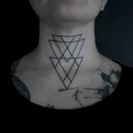 Triple triangle tattoo on the neck
