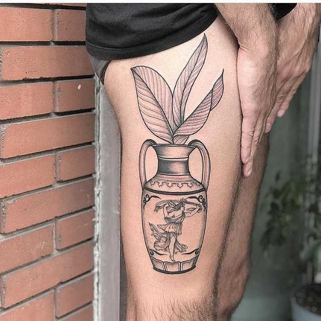 Vase with a plant by 1988 Tattoo