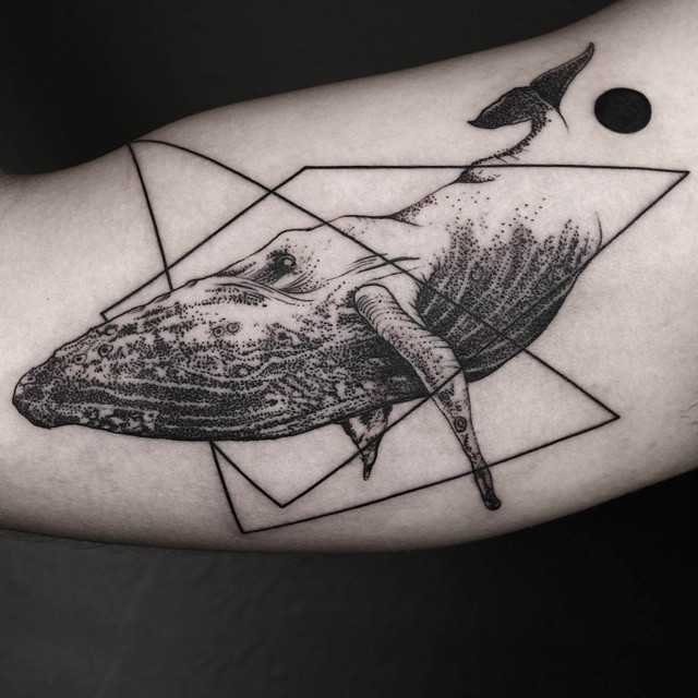 Whale and geometrics tattoo