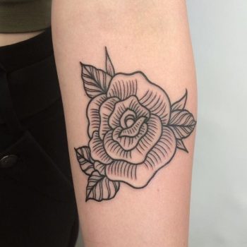 Woodcut rose tattoo by Craigy Lee