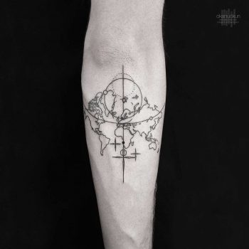 World map tattoo by Okan Uckun