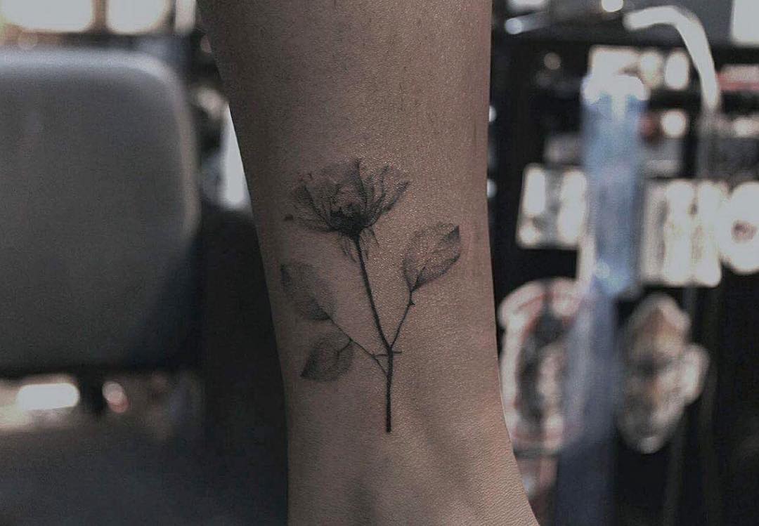 X-ray floral tattoo