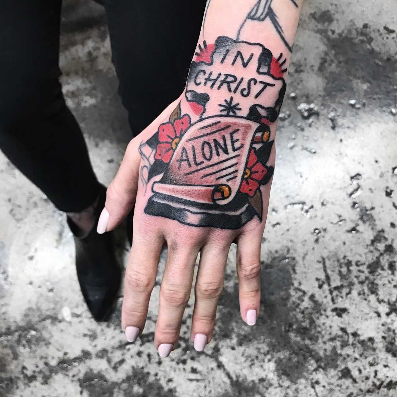 Alone in Christ tattoo by Kathryn Tayl