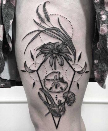 Beach stuff tattoo by Kim Deakins