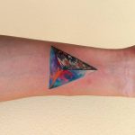 Colorful 3D triangle tattoo