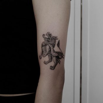 Cool engraving style dragon tattoo